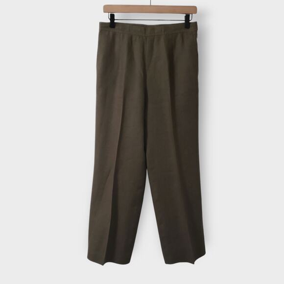 Talbots Petites Irish Linen Trouser Pants Green Sz 8P Straight Leg Career Work - Picture 1 of 10
